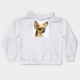 Tan Brown Chihuahua Watercolor Portrait Kids Hoodie